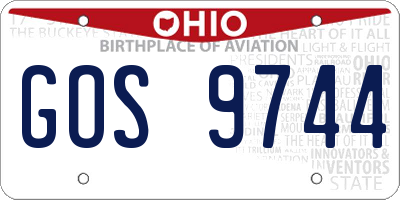 OH license plate GOS9744
