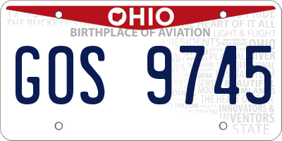 OH license plate GOS9745