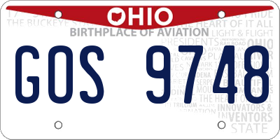 OH license plate GOS9748