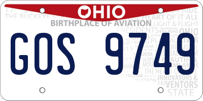 OH license plate GOS9749