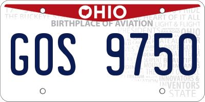 OH license plate GOS9750