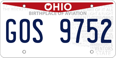 OH license plate GOS9752