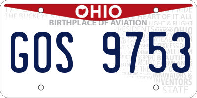 OH license plate GOS9753