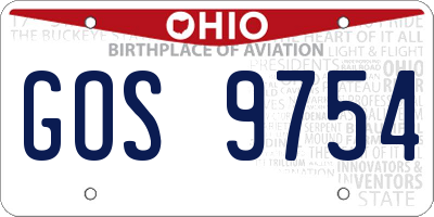 OH license plate GOS9754