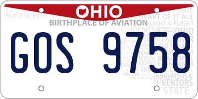 OH license plate GOS9758