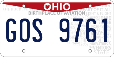 OH license plate GOS9761