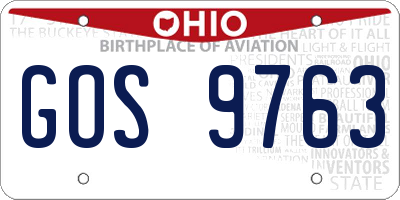 OH license plate GOS9763