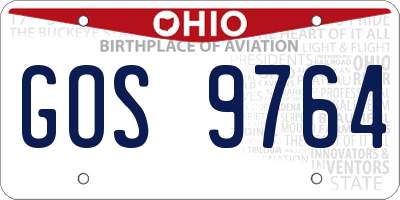 OH license plate GOS9764