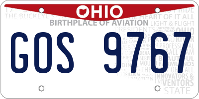 OH license plate GOS9767