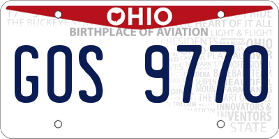 OH license plate GOS9770