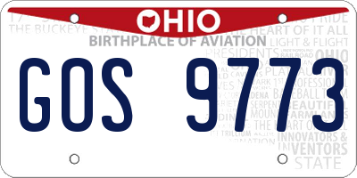 OH license plate GOS9773