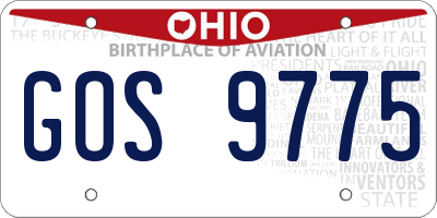 OH license plate GOS9775