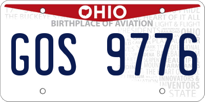 OH license plate GOS9776