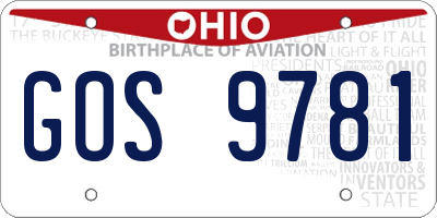 OH license plate GOS9781