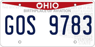 OH license plate GOS9783