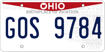 OH license plate GOS9784