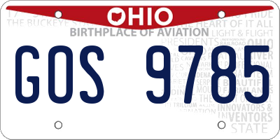 OH license plate GOS9785