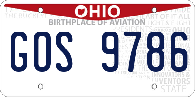 OH license plate GOS9786