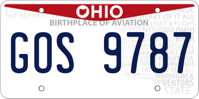 OH license plate GOS9787