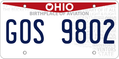 OH license plate GOS9802