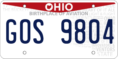 OH license plate GOS9804