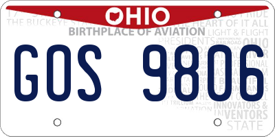 OH license plate GOS9806