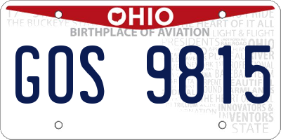 OH license plate GOS9815