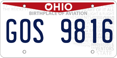 OH license plate GOS9816