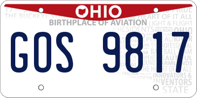 OH license plate GOS9817