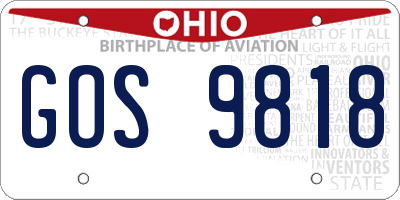 OH license plate GOS9818