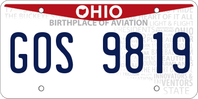 OH license plate GOS9819