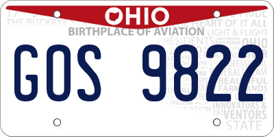 OH license plate GOS9822