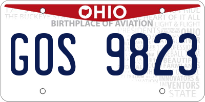 OH license plate GOS9823