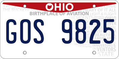 OH license plate GOS9825