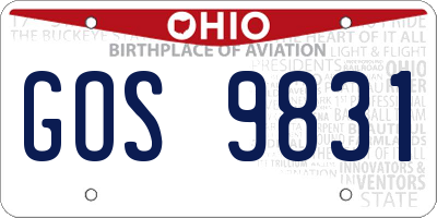 OH license plate GOS9831