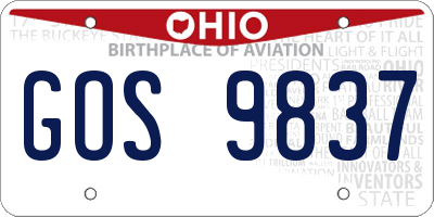 OH license plate GOS9837