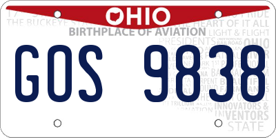 OH license plate GOS9838