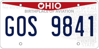 OH license plate GOS9841