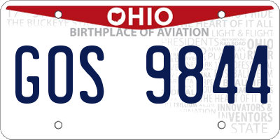 OH license plate GOS9844