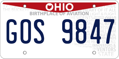 OH license plate GOS9847