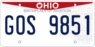 OH license plate GOS9851