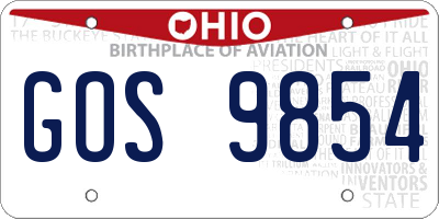 OH license plate GOS9854