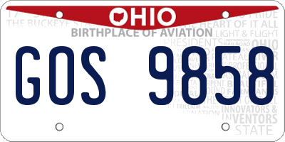 OH license plate GOS9858