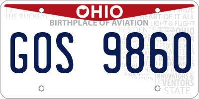 OH license plate GOS9860