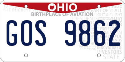 OH license plate GOS9862