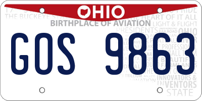 OH license plate GOS9863