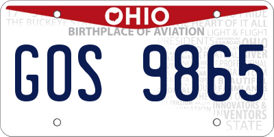 OH license plate GOS9865