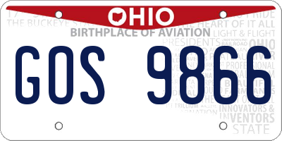 OH license plate GOS9866