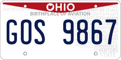 OH license plate GOS9867