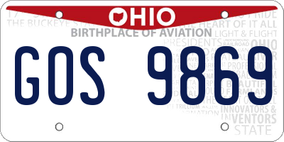 OH license plate GOS9869